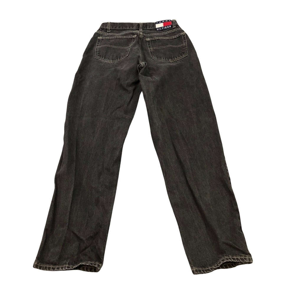 Tommy Jeans Pants Patch Mens 33x32 Black Vintage Baggy Loose Fit Straight Leg